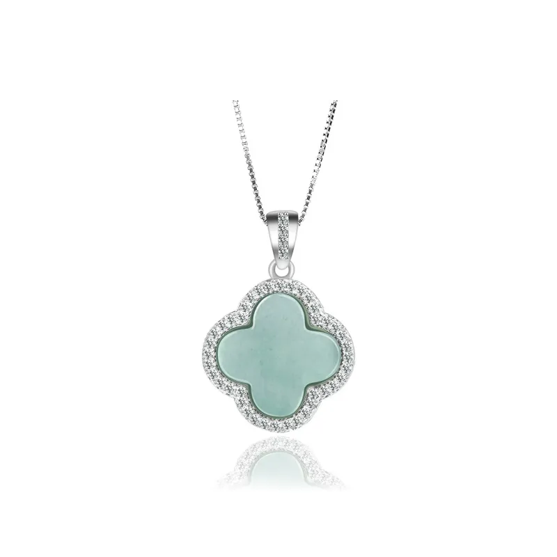 Long Fu Glutinous Jade Jadeite 925 Sterling Silver Necklace Perfect For Graduation Season Gift Women's-0