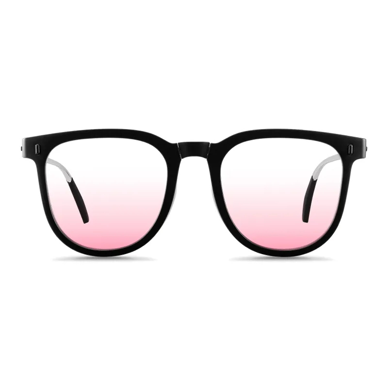 ENFANTIN Sunglasses Women's Foldable Black Frame Gradient Blush Lens-1