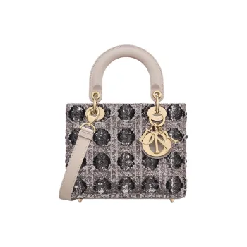 DIOR Lady Dior Cow Leather Lady Dior Bag, Shoulder Bag, Crossbody Bag, Handbag Small Size Women's Gray