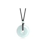 Jadeite Peaceful Buckle Necklace[Black Cord]