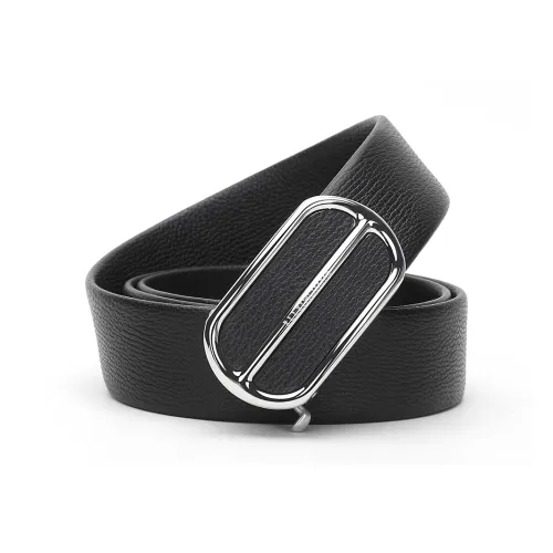 ELLE HOMME Leather Belts Men Black Gift Box Sets