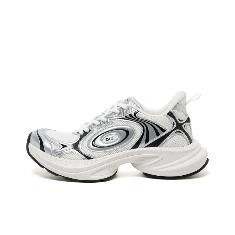 Ocai Anti-Slip Wear-Resistant Low-Top Running Shoes Unisex Silver White-0