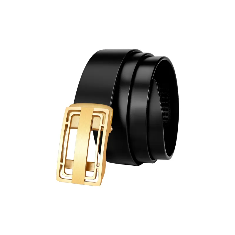 Jaylen Oos Cowhide Stainless Steel Leather Belts Men's 3.5cm-14