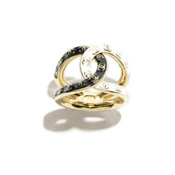 CHANEL Metal Rings Women's Black White
