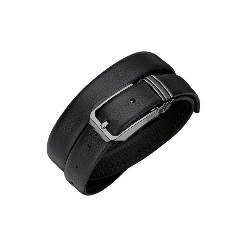 WilliamPOLO Cow Leather Leather Belts Women's Gunmetal Buckle Black Strap 2.4cm Width-4