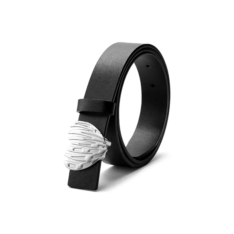 BABAMA Heart Shaped Plate Buckle Leather Belts Unisex-4