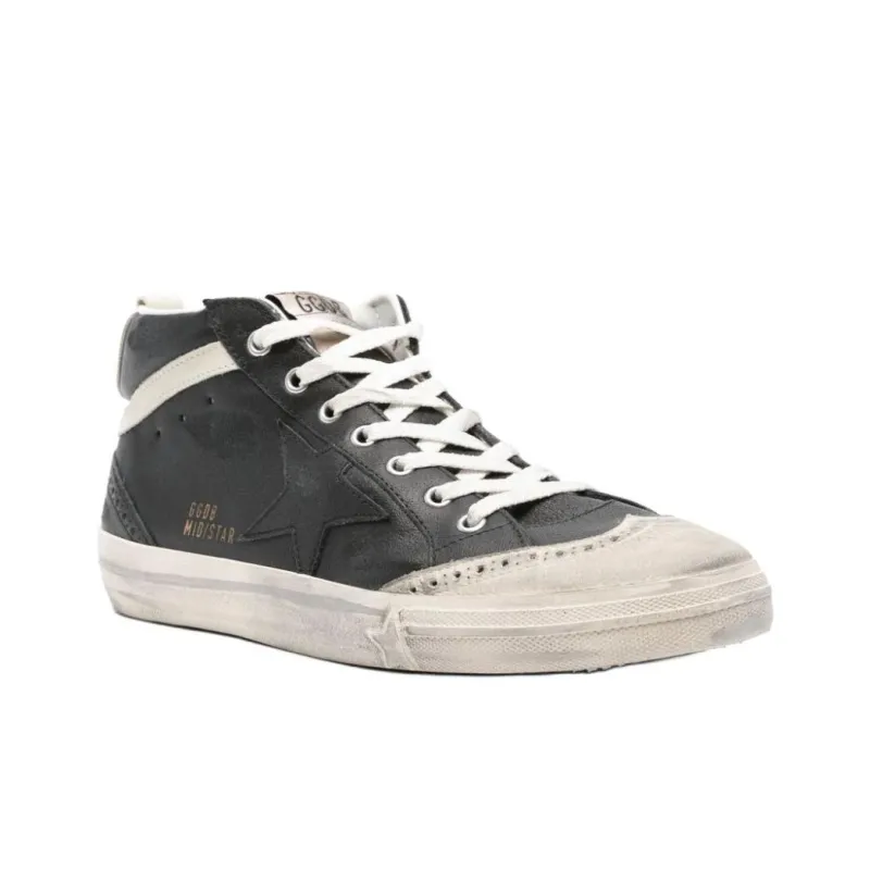Golden Goose Mid Star Mid Top Skateboard Shoes Men's White Black-2