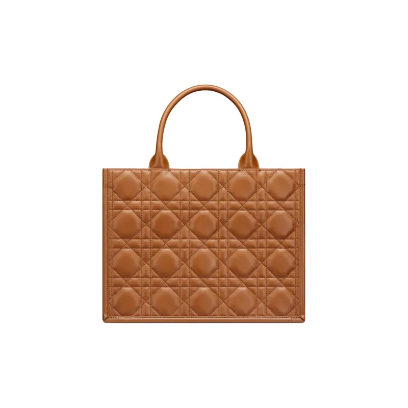 DIOR BookTote Calfskin Tote Bag Shopping Bag Handbag Medium Size Women's Gold Brown-3