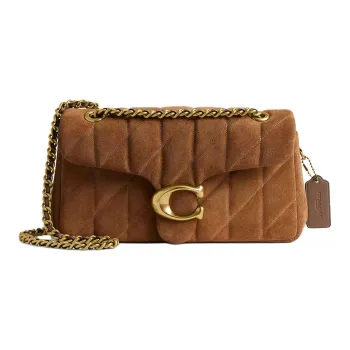COACH Tabby Suede Shoulder Bag Crossbody Bag Medium Size Women's Brass With Snow Pine Color