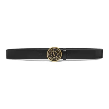 VERSACE JEANS COUTURE Badge Brand Leather Belts Men's Black