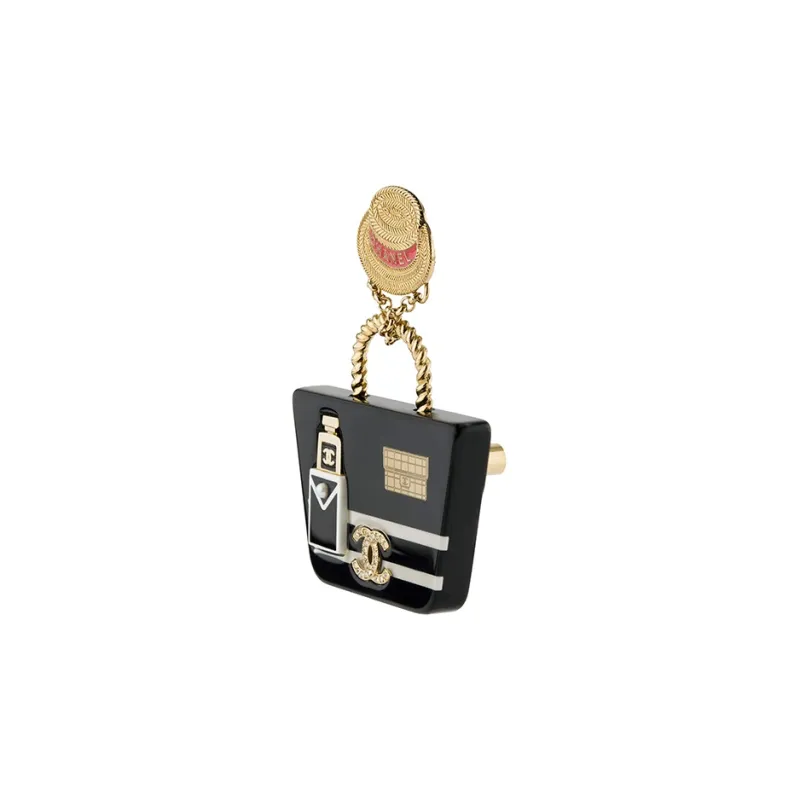 CHANEL Brooches Women's Gold Black-1