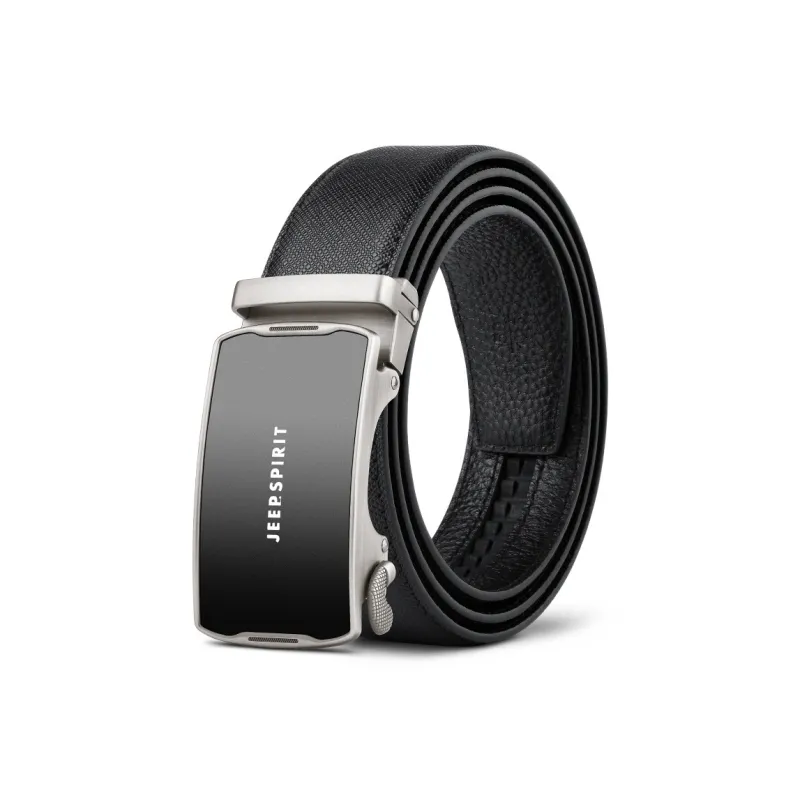 JEEP SPIRIT Business Authentic High End Automatic Buckle Leather Belts Men's Width 3.4cm-0