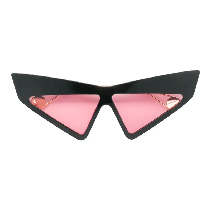 GUCCI Metal Acetate Crystal Irregular Shape Sunglasses Women's Black-1