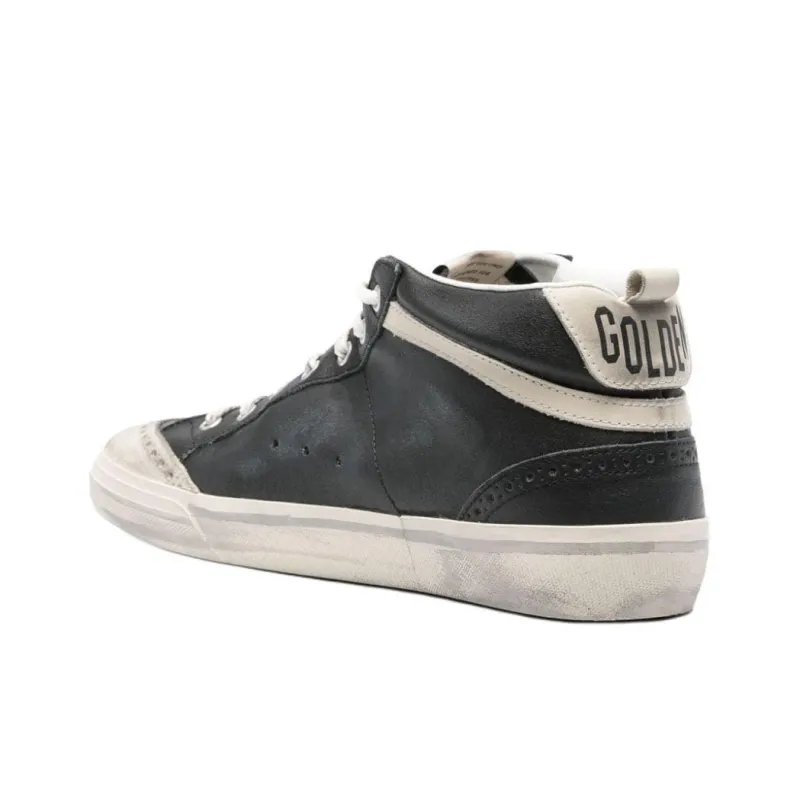 Golden Goose Mid Star Mid Top Skateboard Shoes Men's White Black-4