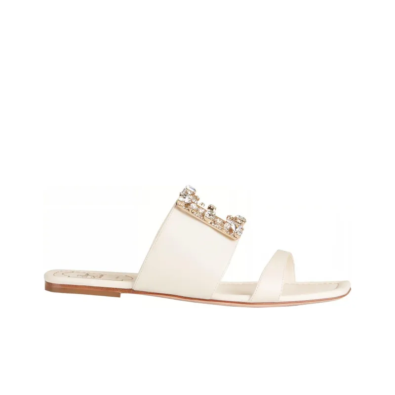 Roger Vivier Broche Vivier Series Genuine Leather Sole Slip Resistant Slide Slippers Women's-1