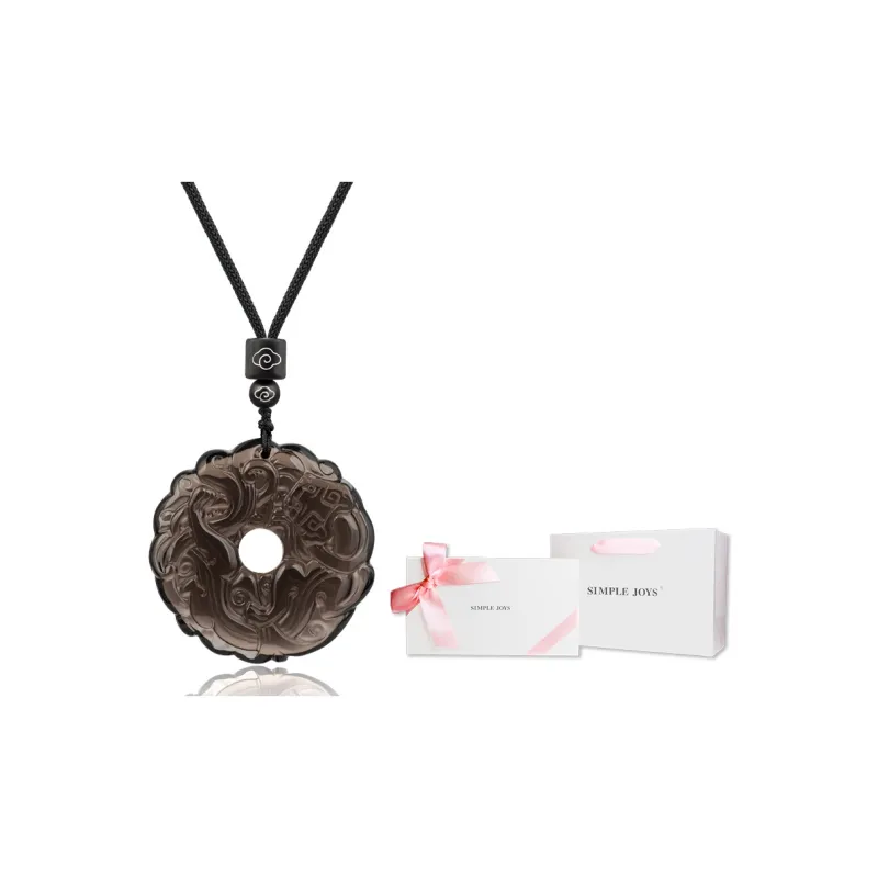 SIMPLE JOYS Obsidian Peace Buckle Pendant Hand Woven Sweater Chain Unisex-6