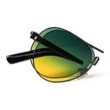 Black Frame with Green Top and Yellow Bottom Lens