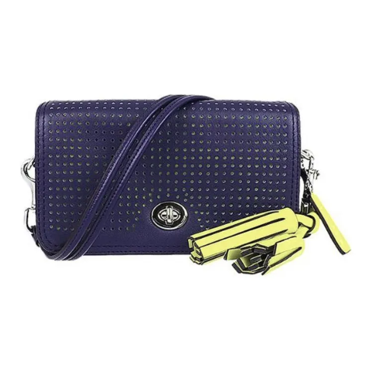 COACH Penny Leather Wallet Envelope Bag Shoulder Bag Women's Purple Blue-1