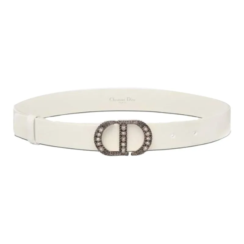DIOR Minimalist Style Comfortable Fashion Trend Smooth Buckle Belt Women's White-0