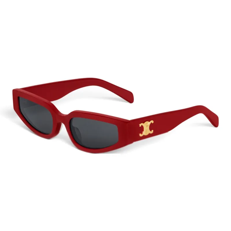 CELINE Acetate Irregular Shape Sunglasses Women's Red-1
