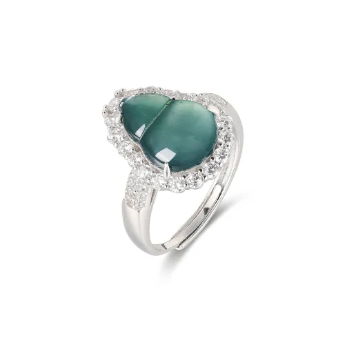 Cuiya Golden Building Jadeite Rings Women's