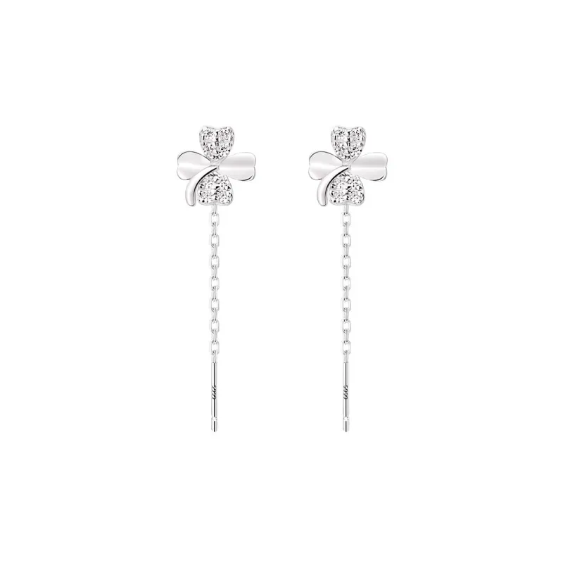 MIDNIGHT MOMENT S999 Fine Silver Zircon Drop Earrings Women's-1