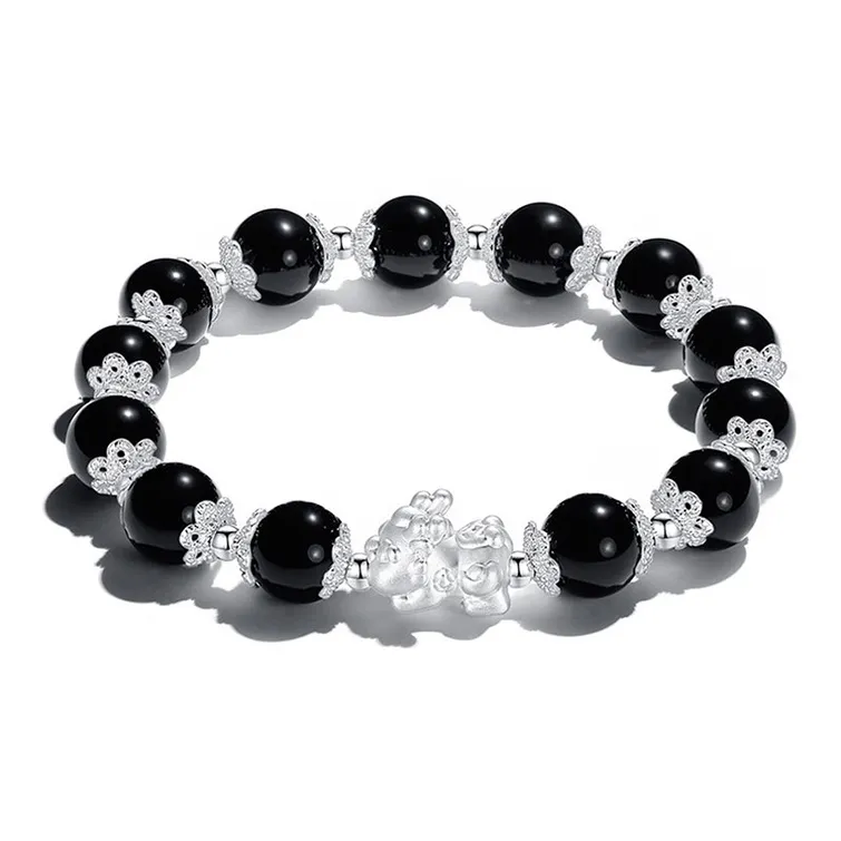 VIVIWELL Obsidian Jade Bracelets Unisex-1
