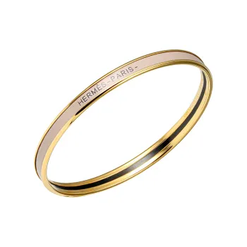 HERMES Enamel Bangles Women's Elephant Gray Gold