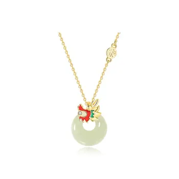 DAISY BEAUTY Hetian Jade Necklace Pendant Pale Greenish-White Jade Women's