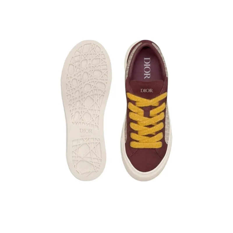 DIOR B33 Platform Shoes Low Top Skateboard Shoes Men's Burgundy-4