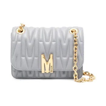 MOSCHINO Logo Plaque Quilted Shoulder Bag