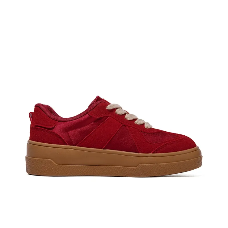 B10CROWN Anti-Slip And Wear-Resistant Lightweight Low-Top Skateboard Shoes Women's Red-1