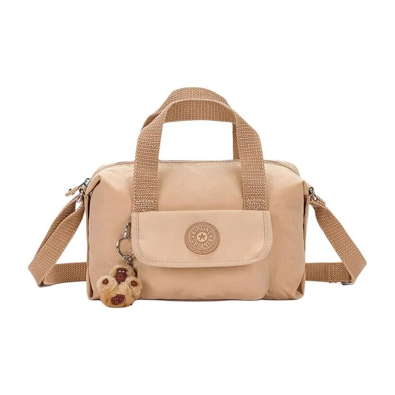 Kipling Polyester Shoulder Bag Crossbody Bag Handbag Small Size Women's Light Sand Beige Patchwork/Morandi Floral Print-0