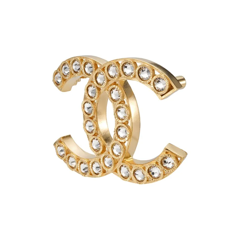 CHANEL 1980 1990s Rhinestone embellished Cc Brooch-1