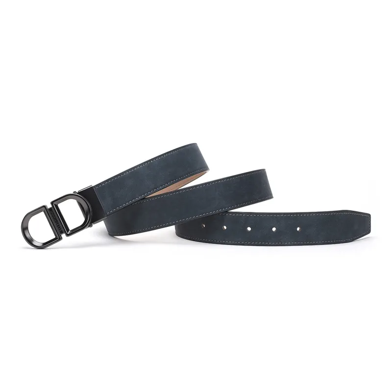 ELLE HOMME Plate Buckle Belt Genuine Leather, Alloy Buckle Top Grain Cow Leather Belt Men's Light Brown Width 3.4cm-8