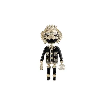CHANEL 2022 Gold Plated And Enamel Lion Cc Brooch Costume Brooch