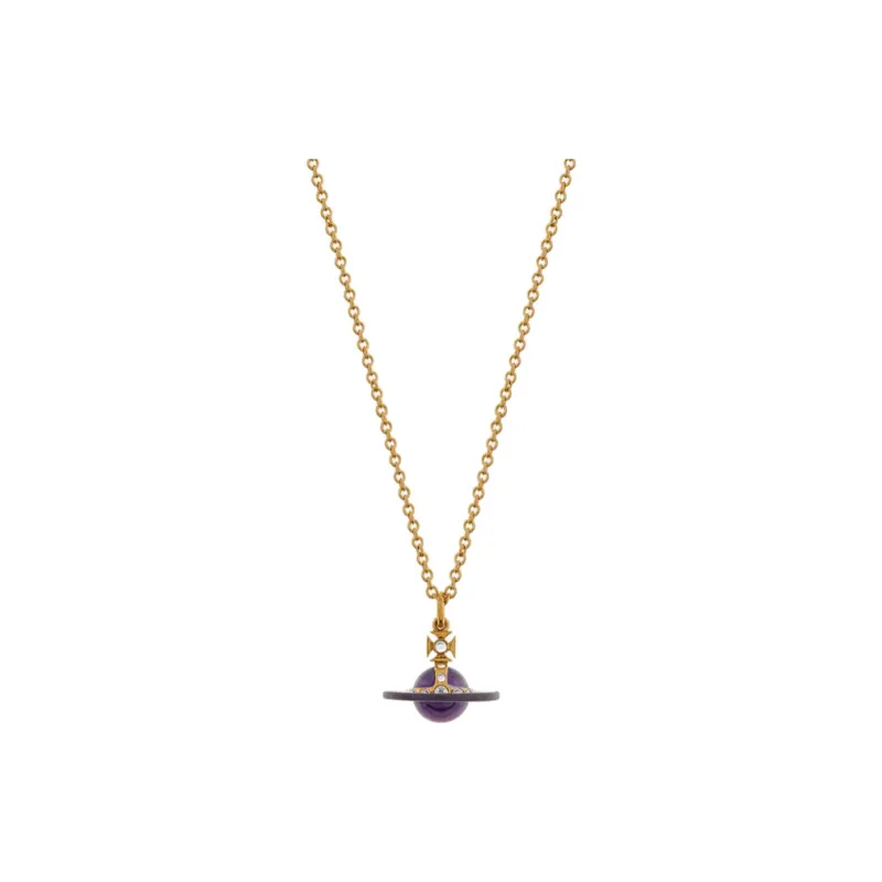Vivienne Westwood Brass Necklaces Women's Purple Ball/Gold Chain-0