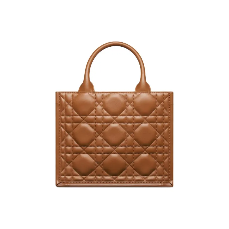 DIOR BookTote Calfskin Tote Bag Shopping Bag Shoulder Bag Crossbody Bag Handbag Small Size Women's Gold Brown-3