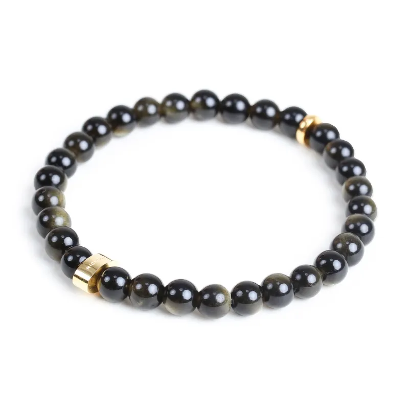 FOUNDIN Gold Sheen Obsidian Silver Sheen Obsidian Bracelets Unisex-3
