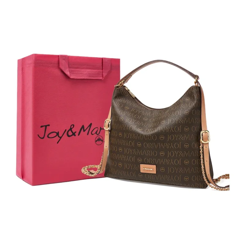 Joy&Mario PVC Casual Textured Commuter Bag Large Size Women's Cocoa Coffee/Ecru/Mandarin Yellow-0