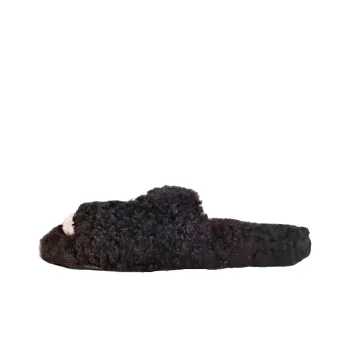 Balenciaga Furry Slides Black Women's