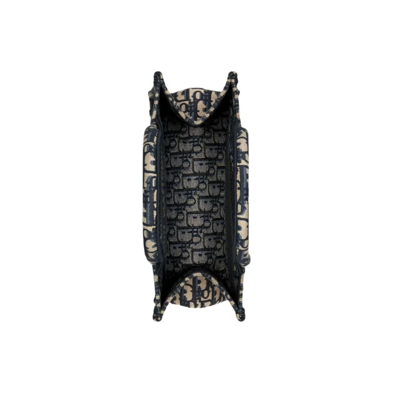 DIOR BookTote Embroidery Tote Bag Shopping Bag Handbag Small Size Women's Beige & Blue-3