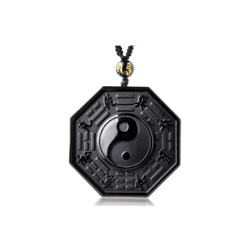 Lingfei Natural Obsidian Jade Pendants Men's