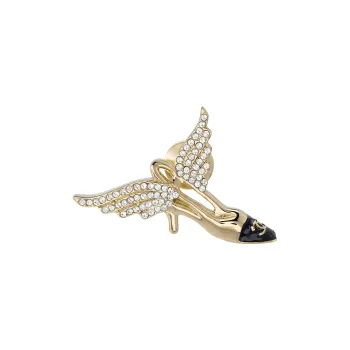 CHANEL 2023 Plated Wing Heel Brooch Costume Brooch