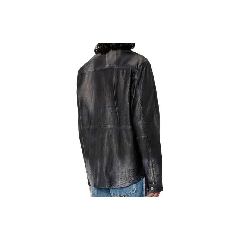 DIESEL Leather Jackets Men Black-4