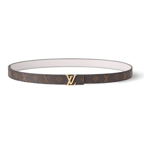 LOUIS VUITTON Brand Logo Finish Smooth Buckle Leather Belts Women's Gray Rose Width  2CM