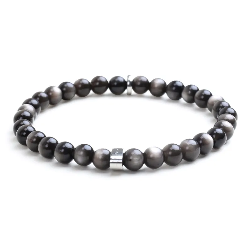 FOUNDIN Gold Sheen Obsidian Silver Sheen Obsidian Bracelets Unisex-27