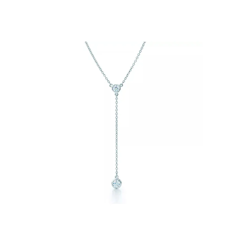 TIFFANY & CO. 950 Platinum Diamond Necklaces Women's Silver-0