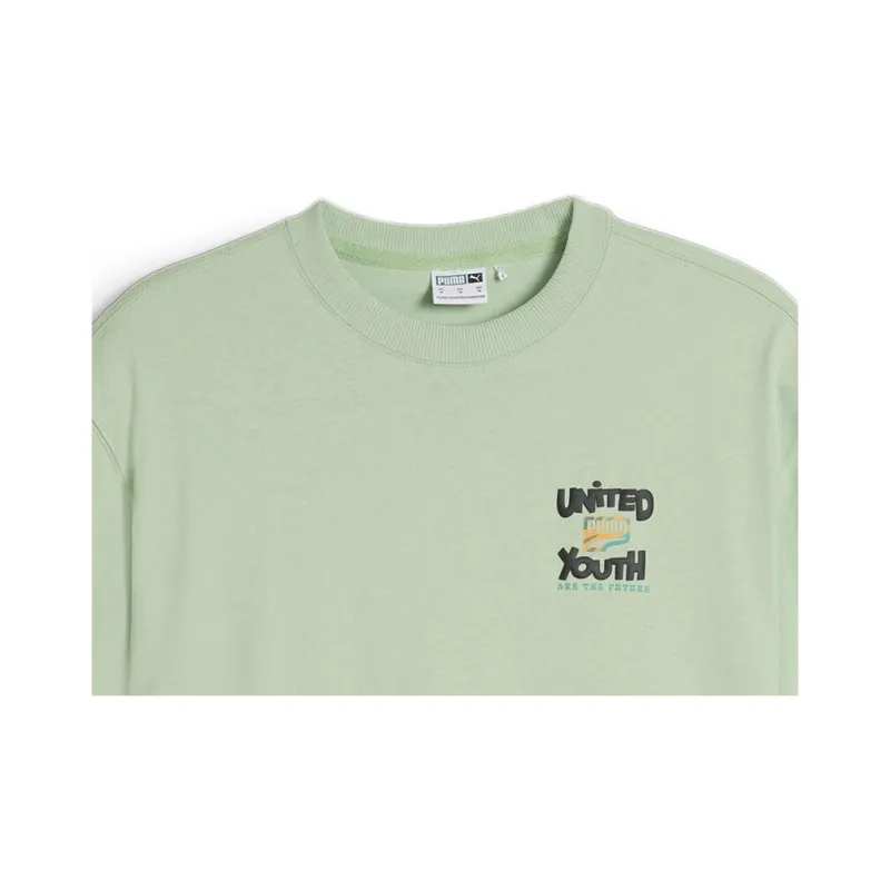 PUMA DOWNTOWN OVERSIZED T Shirt Men's Light Green-2
