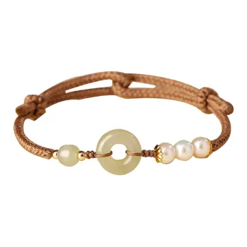 Full House Hetian Jade Bracelets Women's Pale Greenish-White Jade